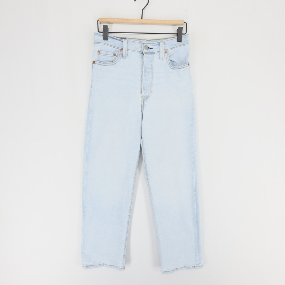 Levis Ribcage Straight Ankle Jeans Womens 26x27 Blue High Rise Button Fly Light